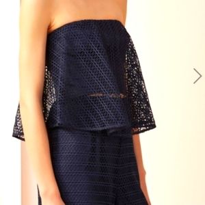 NWT Keepsake All Night Lace Bodice Navy Blue  Sz L